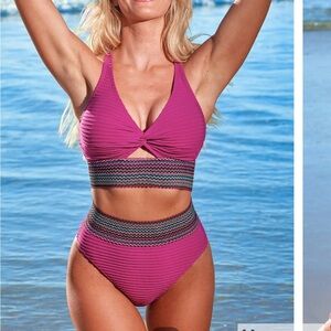 Pink twist cutout bikini